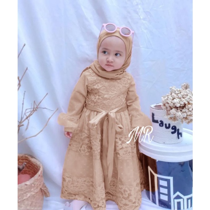 MAXY CHIKITA KID ANAK, BRUKAT FURING, GAMIS HIJAB MUSLIM, MAXY DRESS, 2 UKURAN