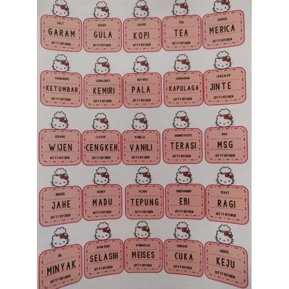 Stiker bumbu dapur hello kitty waterproof