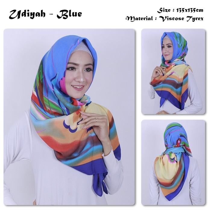 Udiyah | Bunga Tie-Dye | Bahan Tyrex | Hijab Square / Scarf Impor