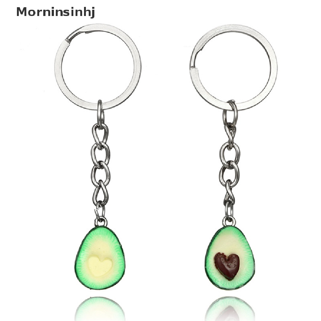 Mornin Handmade Polymer Clay Avocado Heart Pendant Keychain Gantungan Kunci Key Ring Rantai Hadiah id