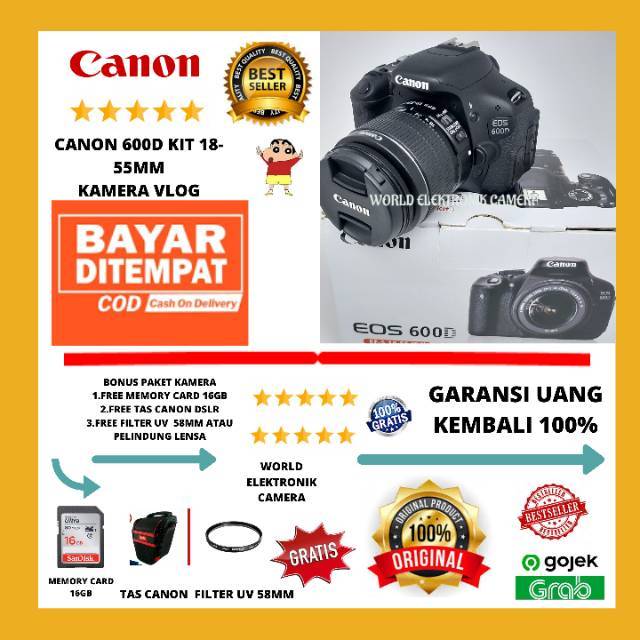  Canon  600D kit 18 55mm is ii KAMERA  VLOG KEREN  Shopee 