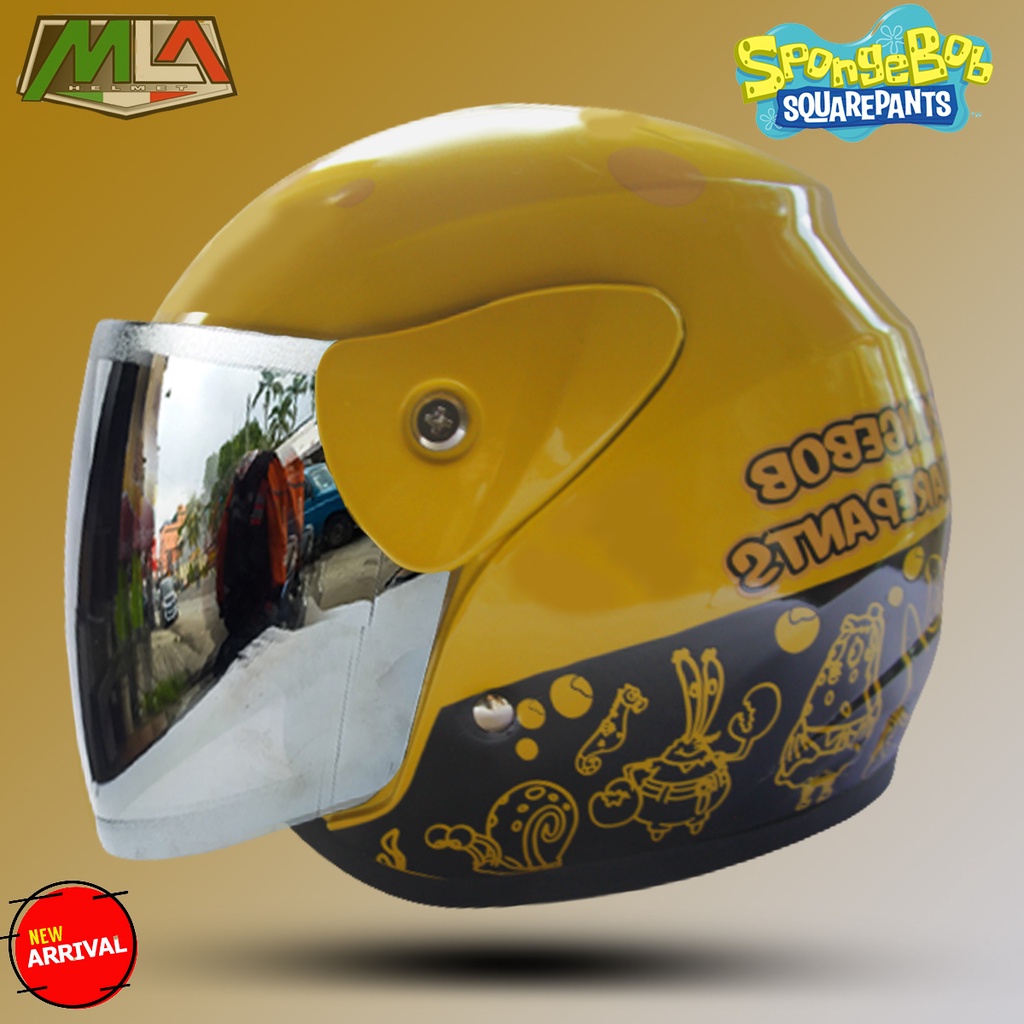 HELM HALF FACE EVOLUTION HELM WANITA DEWASA MOTIF SPONGEBOB MURAH SEPERTI HELM GM ORIGINAL COD