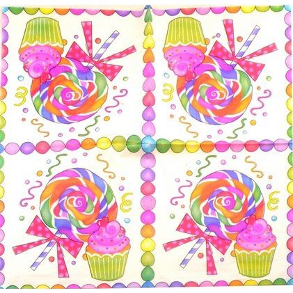 Decoupage Napkin - Tissue Decoupage 2Ply KC - Cupcake and Lollipop