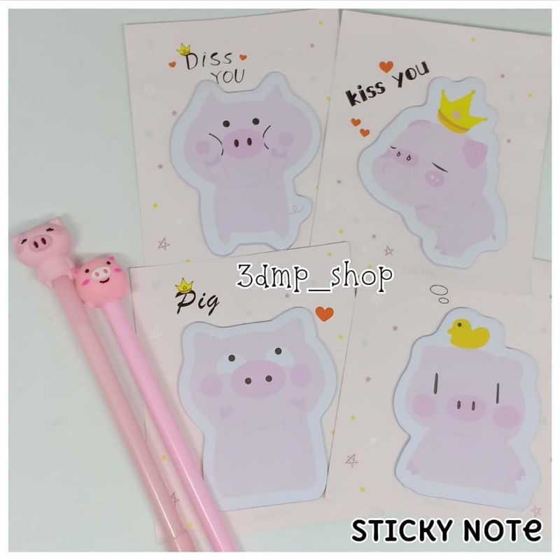 Sticky note memo marker baby pig babi cute