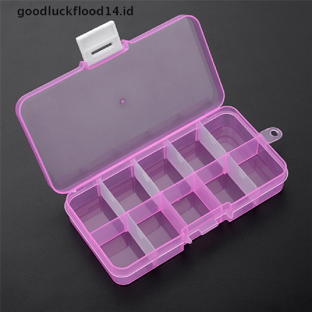 [OOID] Plastic 10 Slots Adjustable Jewelry Storage Box Case Craft Organizer Beads ID