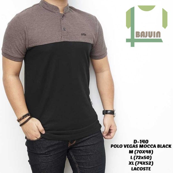 Kaos Pria Polo Shirt Mocca Black