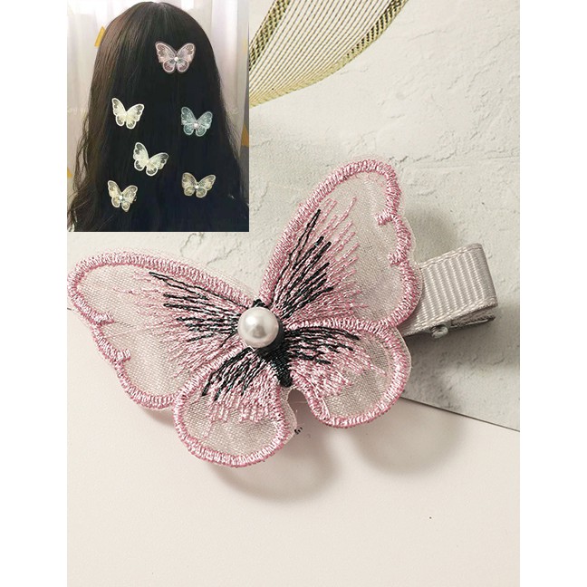 LRC Jepit Rambut Fashion dimensional Butterfly Pearl Mesh Embroidery Hair Clip K41632