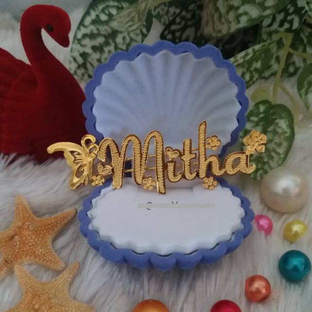 Bros Nama Gold Lapis Emas / Bros Nama Silver