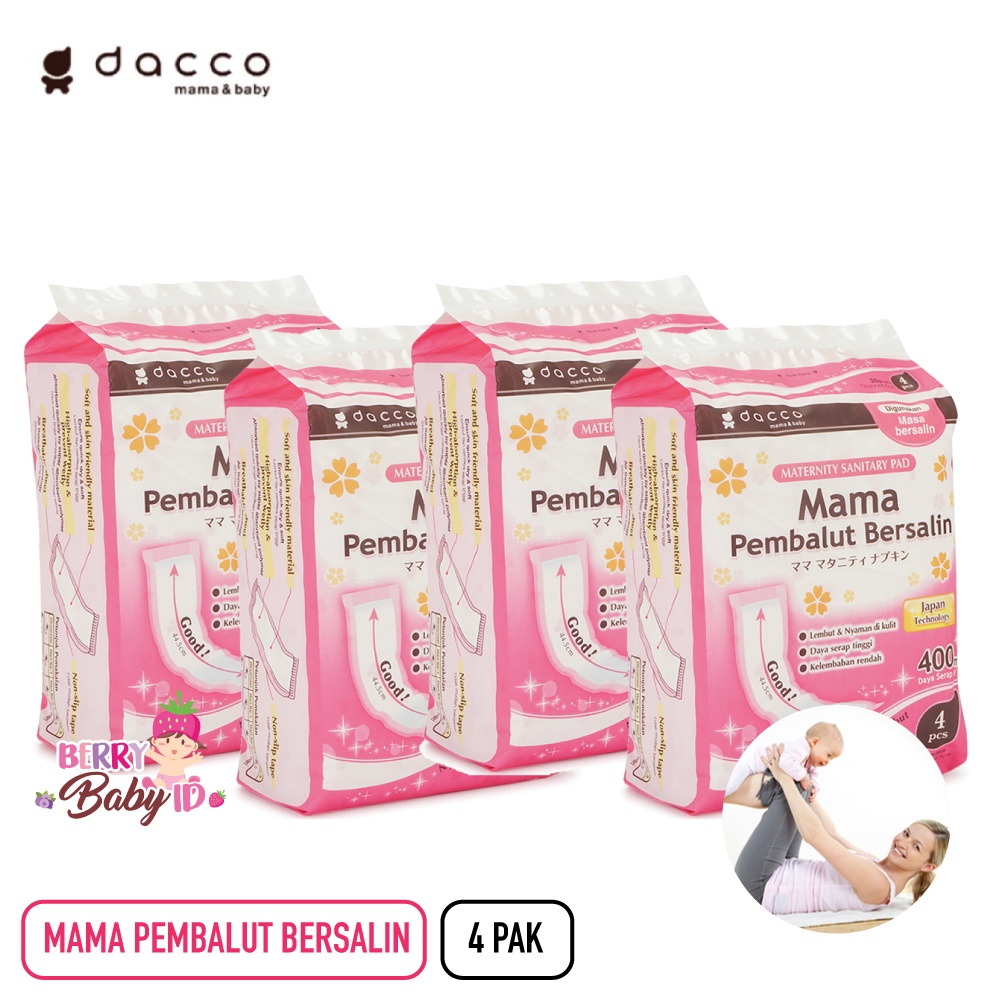 Dacco Paket 4 Pak Mama Pad Flower Pembalut Bersalin &amp; Nifas Berry Mart