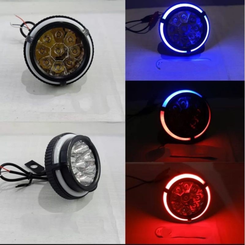 lampu tembak sorot LED bracket spion 9 mata dengan angel aye 5 mode