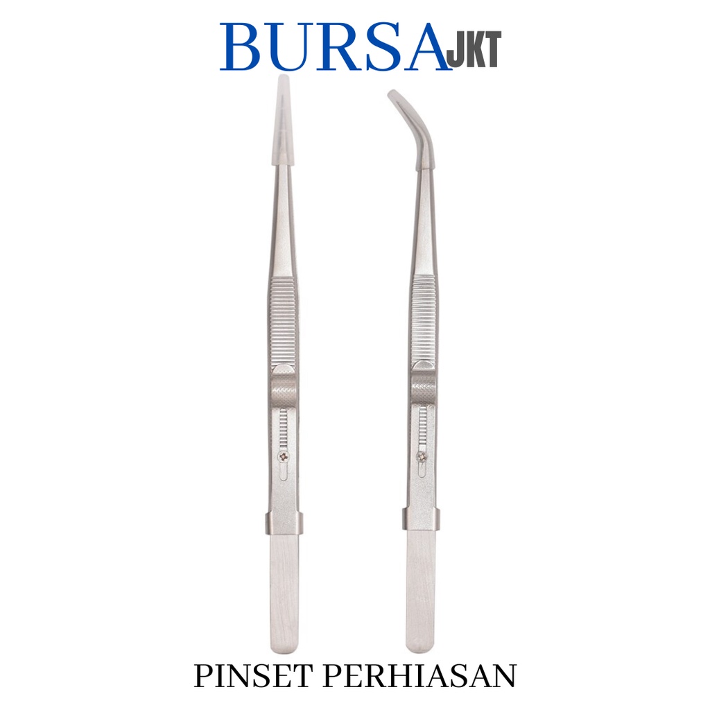 PINSET PERHIASAN JEPIT DENGAN PENGAMAN PENGUNCI SHIFT LOCK LURUS DAN BENGKOK STAINLESS