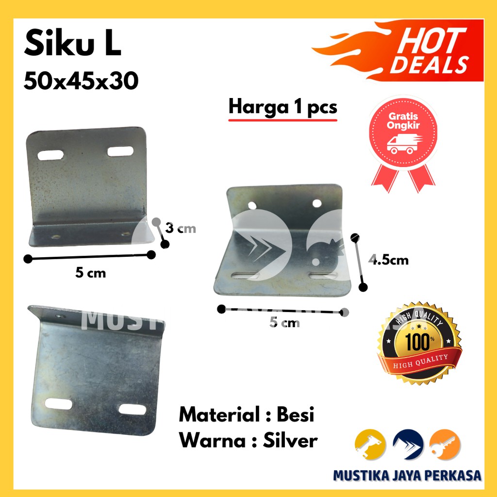 Ambalan Plat Siku L Stainless Rak Lemari Laci Besi 50 x 45 x 30