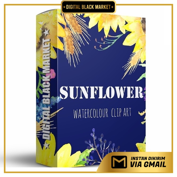 Sunflowers Gold Water Color Clipart - JPEG Ultra HD