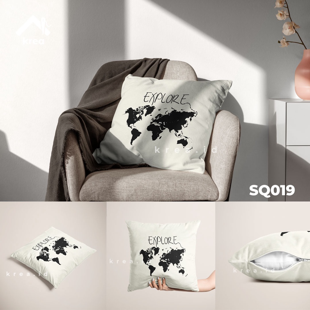 SARUNG BANTAL SOFA BLACU  QUOTE KATA KATA ADVENTURE &amp; EXPLORE