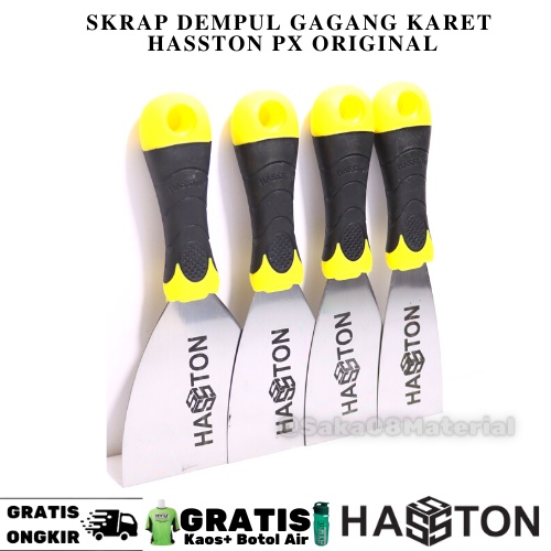 Hasston Skrap Dempul 2 Inch Gagang Karet  Original Terbaru Skrap Dempul Sekrap Kapi Stainless Gagang