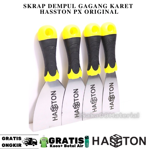 Hasston Skrap Dempul 4 Inch Gagang Karet  Original Terbaru Kapi Dempul Mobil Skrap Dempul Stainless 