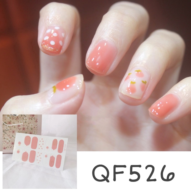 Roselife Stiker Kuku Full Cover Anti Air Motif Hati Warna Pink Peach Untuk Nail Art