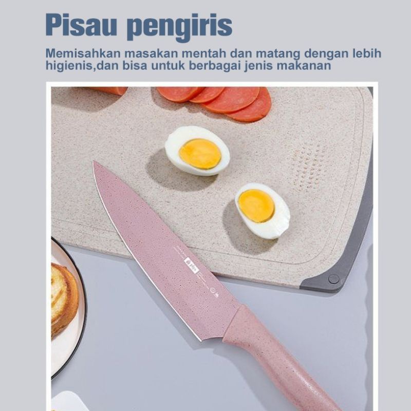 Pisau Dapur Set 6 in 1 - Pisau Set Macaron - Corrugated Kitchen Knife