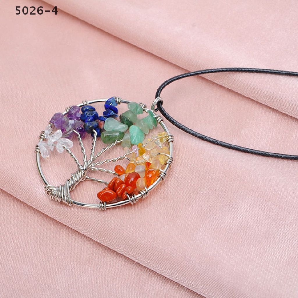 5026-4 Hot Life Tree Pendant Necklace Natural Crystal Quartz Gemstone 7 Chakra Healing 5026-4