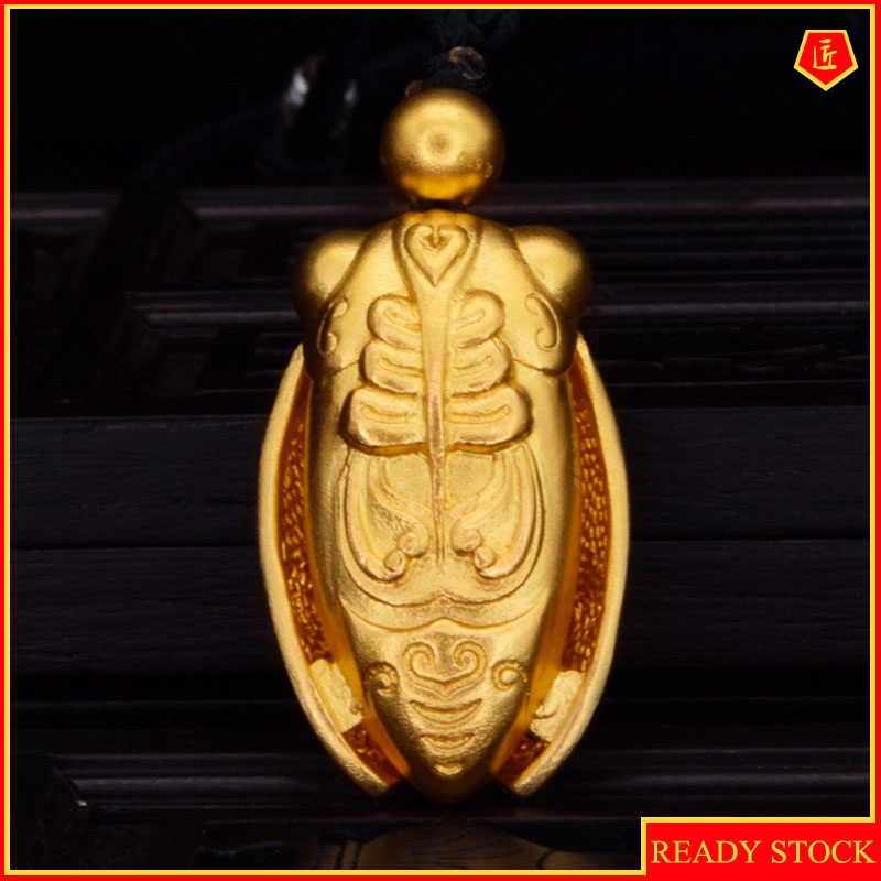 [Ready Stock]Fashion Gold Plated Personalized Insect Golden Cicada Pendant Necklace