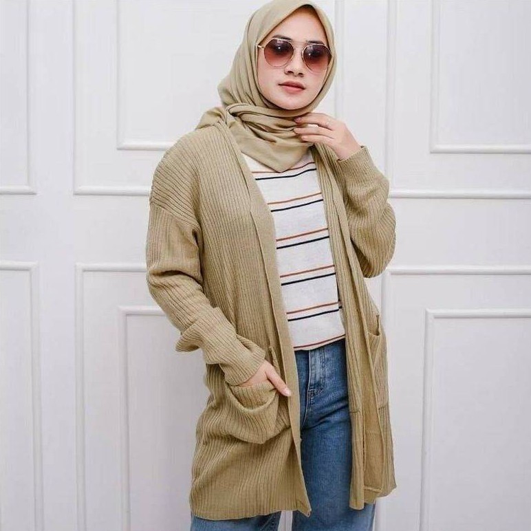 PREMIUM LOOCY POCKET CARDIE / KARDIGAN RAJUT SAKU POLOS locy Oversized cardy