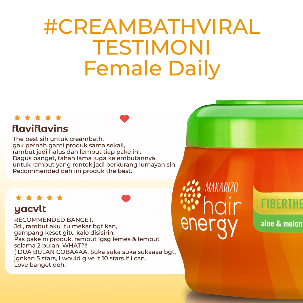 PAKET ISI 2 - Makarizo Hair Energy Fibertherapy Hair & Scalp Creambath Aloe & Melon 500 mL-5