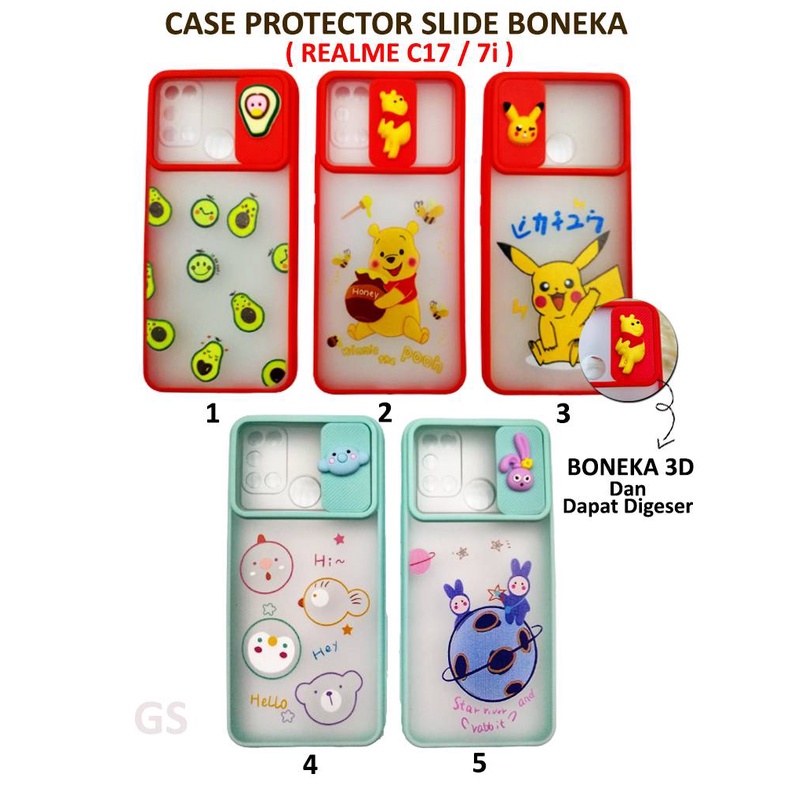 REALME 7 C17 C11 C12 C15 C3 REALME 5 5i  A1K Case  Protector Lensa  Slide Boneka