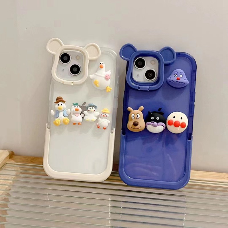 Casing Soft Case IPhone XS Max XR 11 12 13 14 Pro Max 14 pLUS 7 + 8 + Aksen Boneka 3D Untuk Wanita