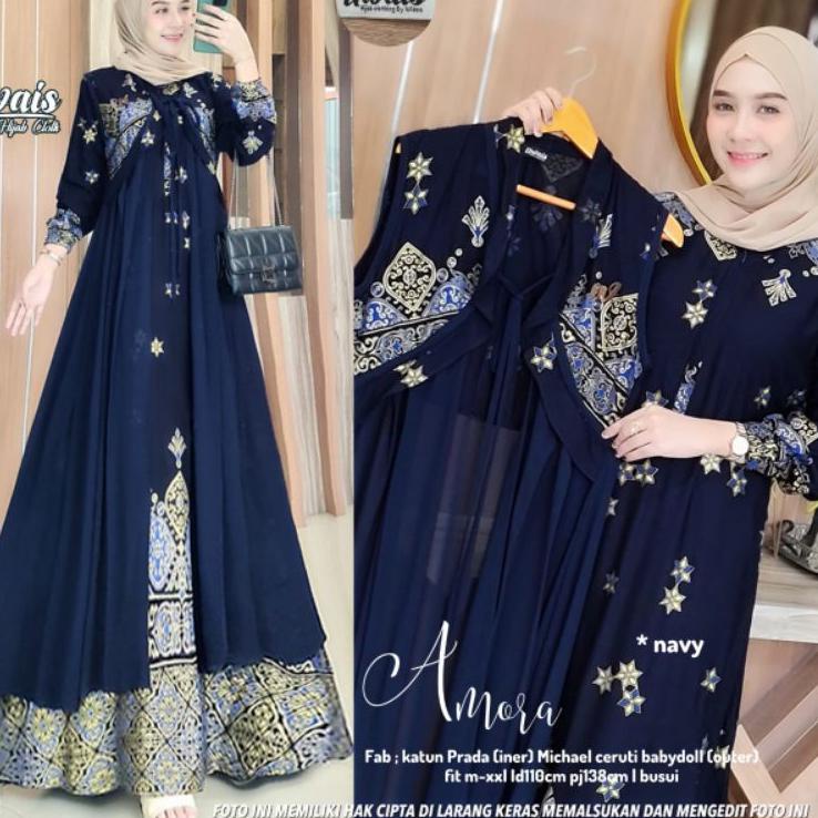 LANGSUNG KIRIM.. AMORA DRESS ORIGINAL BY UWAIS HIJAB. GAMIS DRESS WANITA TERBARU DRESS MAXY PREMIUM