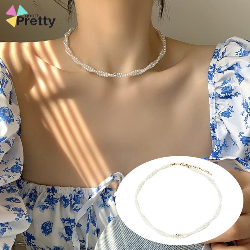 Twisted Winding Light Luxury Retro Temperamen Kalung Hiasan Mutiara Imitasi - PD