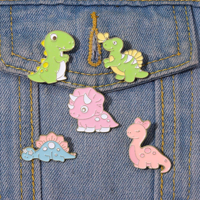 Bros Pin Enamel Bentuk Kartun Dinosaurus Kecil Lucu Untuk Anak