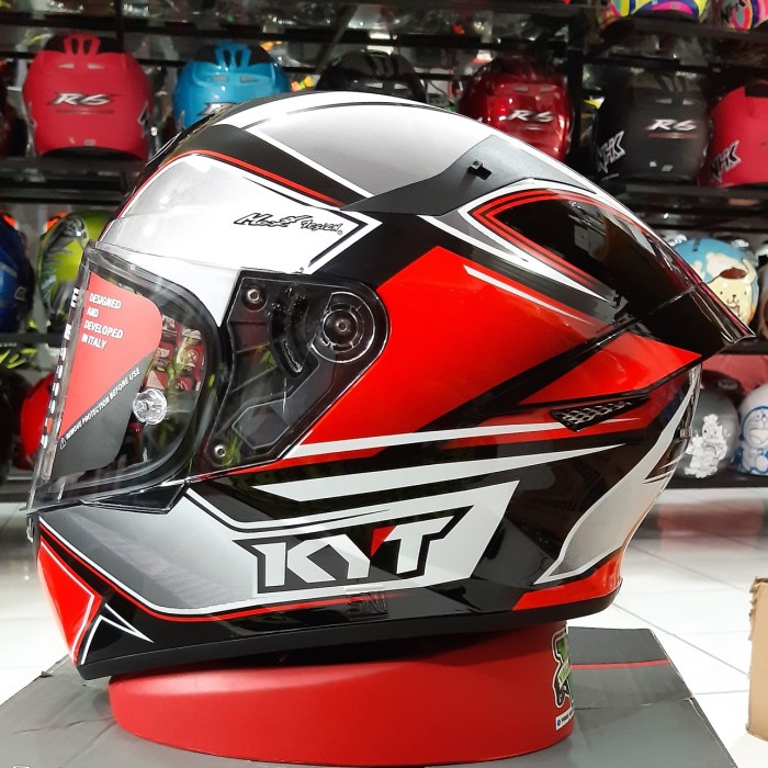 KYT TT COURSE TOURIST RED FLUO GOLSY ORIGINAL KYT TT TERBARU