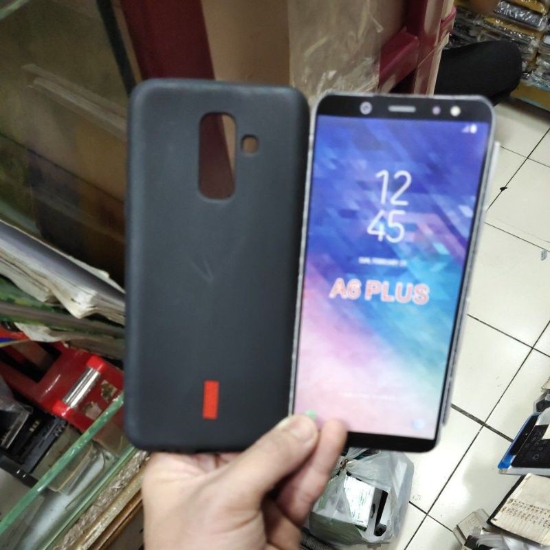 SAMSUNG A6 PLUS / A6+ softcase silikon karet hitam mantul murah meriah