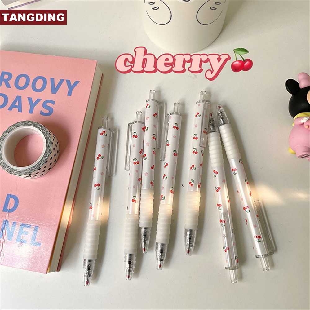 【COD Tangding】3pcs/set Creative Fruit Neutral Pressure Pen Student Stationery Cherry Pen Office Supplies Signature Pen