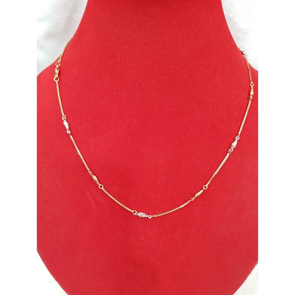 kl442jm56jm kalung model italy variasi tetes air kombinasi emas putih asli perhiasan jewellery neckl