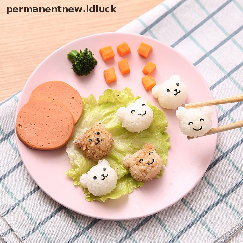 1 Set Cetakan Nasi Bento Sushi Bentuk Beruang Untuk Anak-Anak