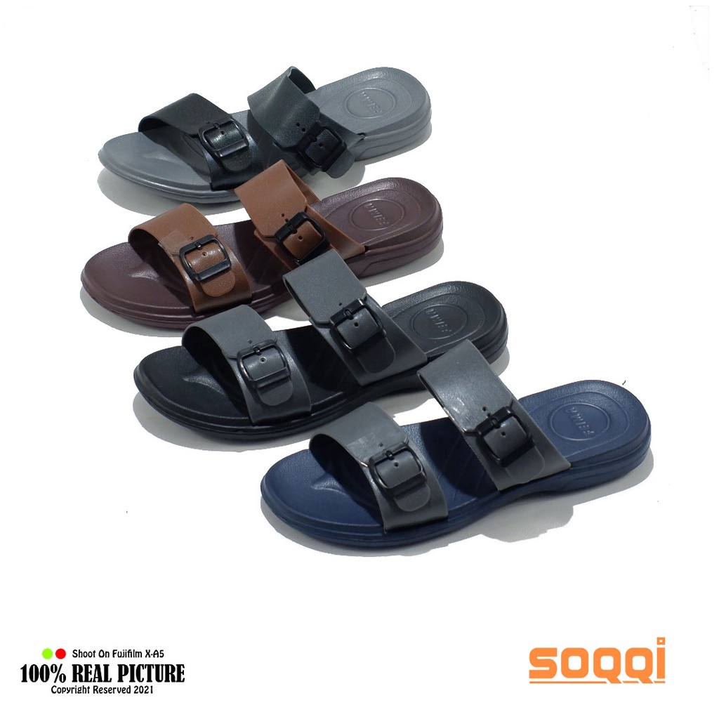 Sendal selop pria karet import original sandal slop cowok laki-laki dewasa model distro casual ban 2 bapak2 slide branded Soqqi-Fmy 223 1X terbaru promo lebaran cod keren murah 39-44