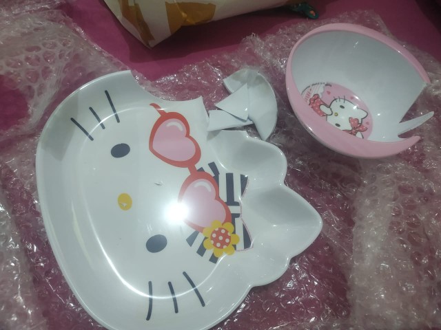 Set Alat Makan Melamine Hello Kitty (paket Piring Kepala)