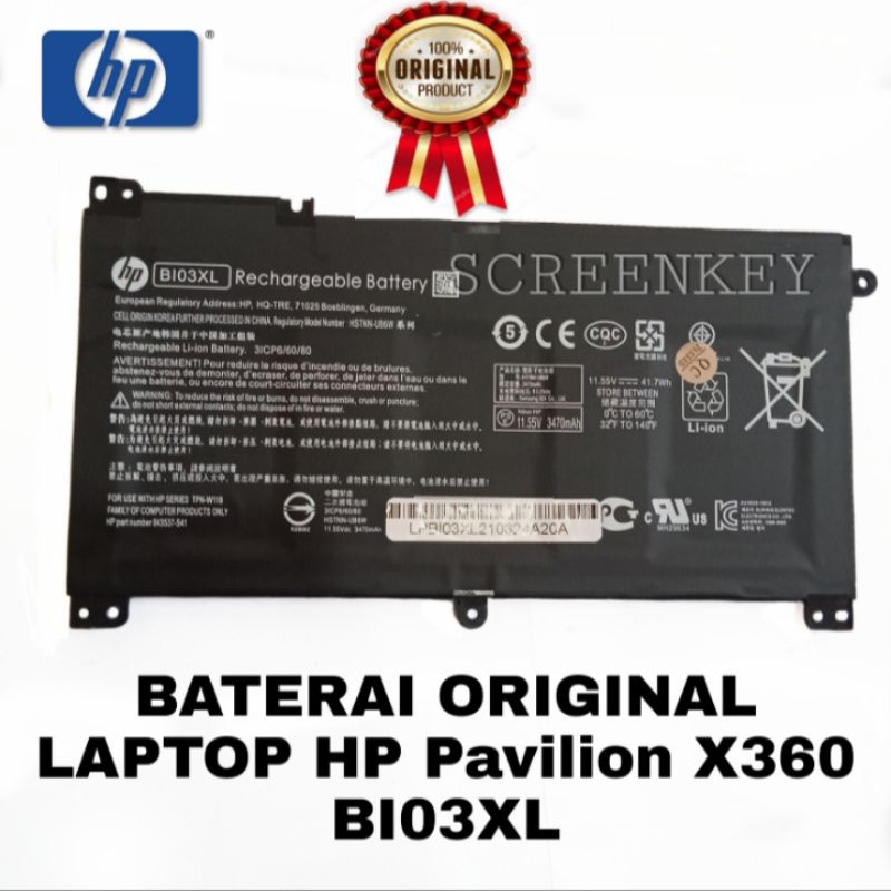 Baterai ORIGINAL Laptop HP Pavilion BI03XL X360 14-BA000 14-BA163TX