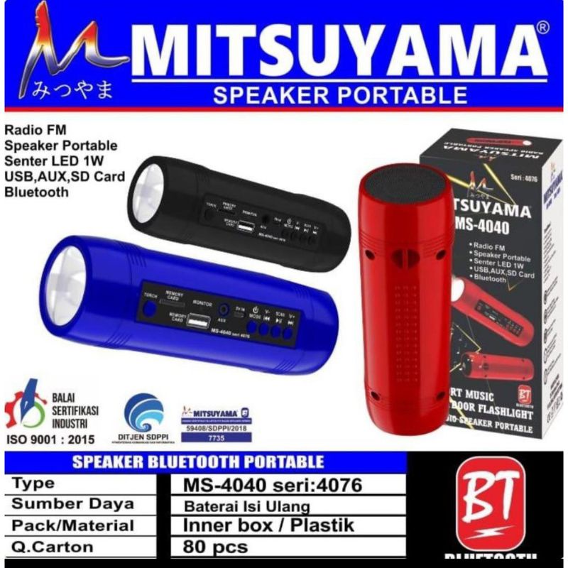 RADIO SPEAKER BLUETOOTH PORTABLE / SPEAKER + SENTER MITSUYAMA MS 4076
