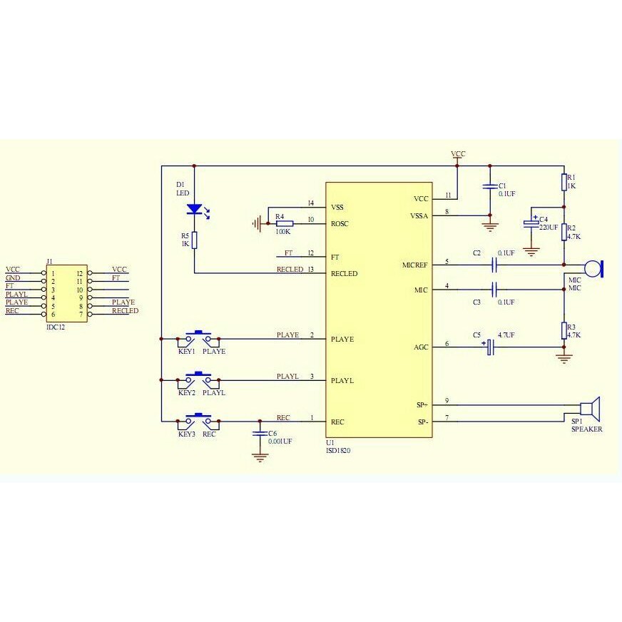 ISD1820 Voice Recording Playback Module Sound Recorder Board With Loudspeaker Perekam Pemutar Suara