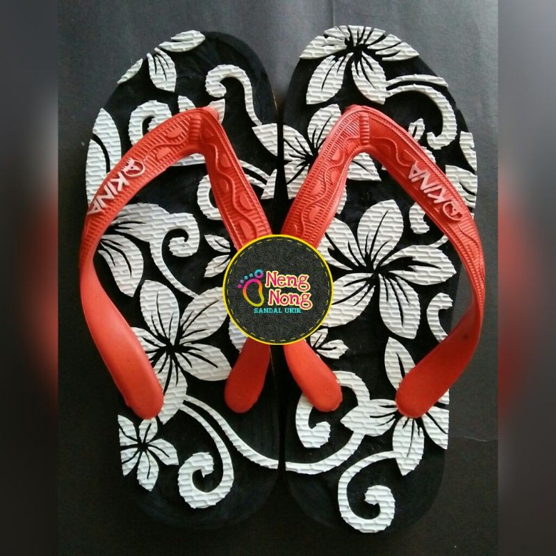 Sandal Jepit Wanita Terbaik Keren Murah Swallow Ukir Custom Bunga Cantik Souvenir Unik Bandung