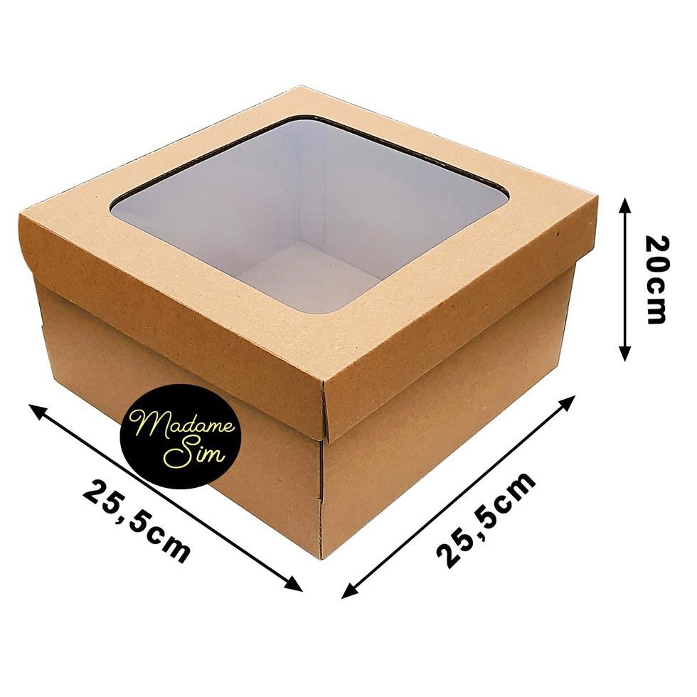 

KOTAK KUE - CAKE BOX 25 x 25 x 20 CM - COKLAT + JENDELA (ISI 10 PCS) (KODE 737)