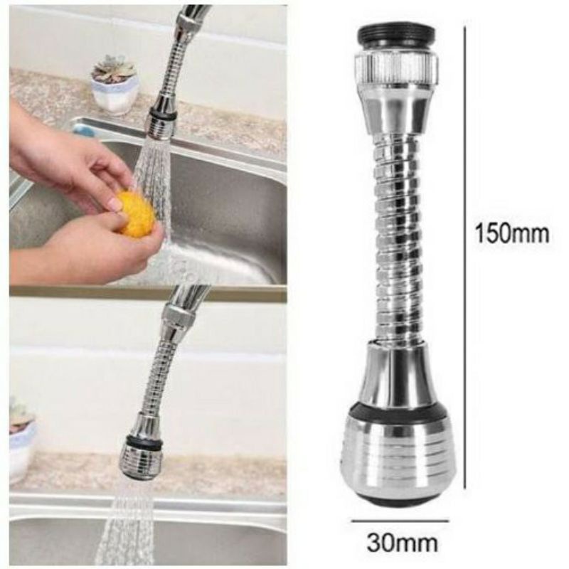 SAMBUNGAN KEPALA KRAN AIR TURBO FLEX FAUCET 360 DERAJAT FLEXIBLE 2 MODE SPRAY KERAN SINK