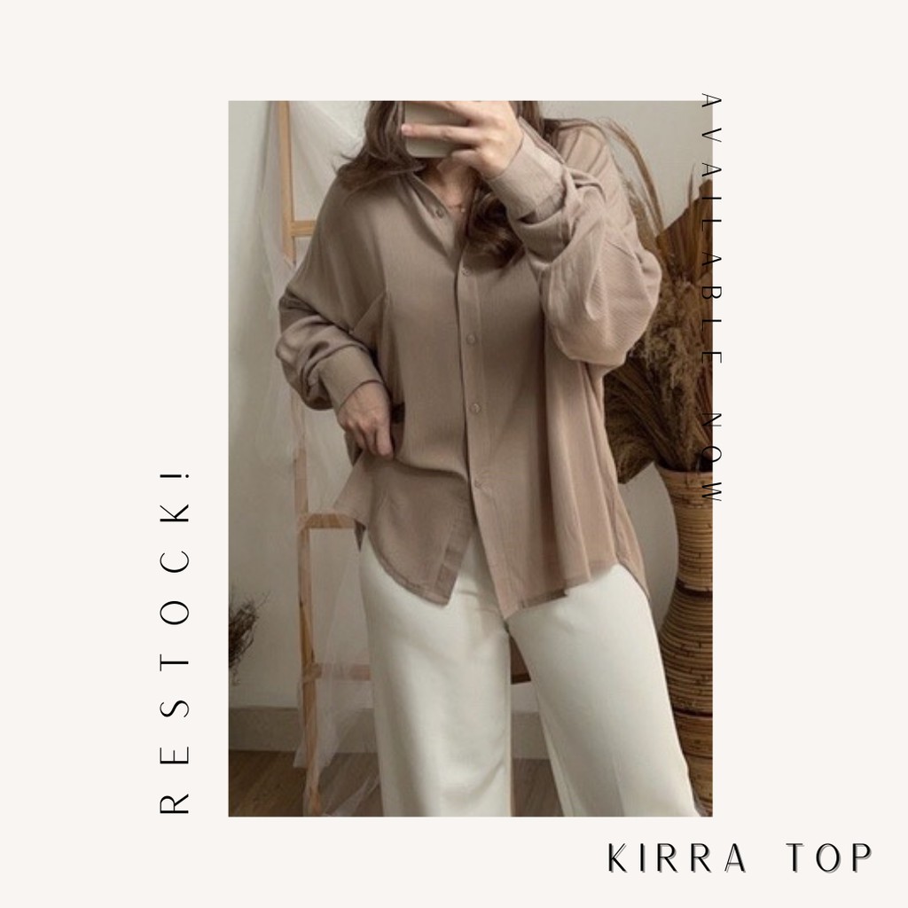 Kirra Top - Kemeja Wanita Bahan Rayon Crinkle Best Seller - BIG SIZE-Hazelnut