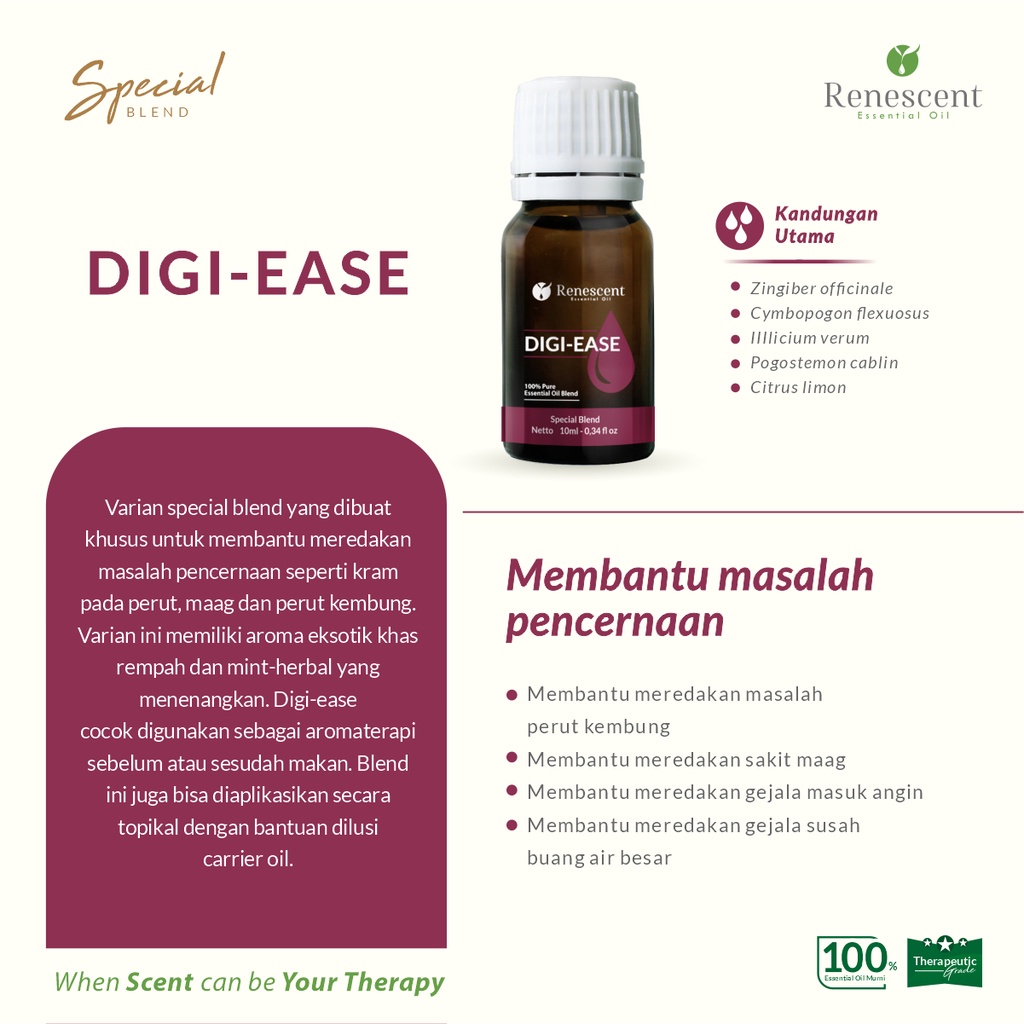 Renescent Special Blend Digi-Ease Essential Oil 10ml Diffuser Aromatherapy Humidifier Air Purifier Lilin Aromaterapi