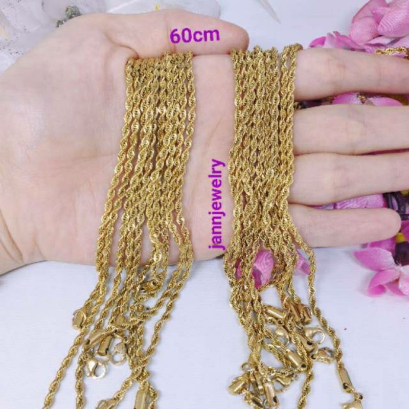 Kalung tambang panjang titanium anti karat 50-60cm [KP-2]