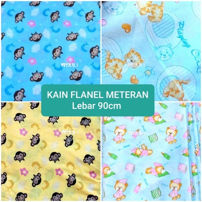 Kain Flanel Meteran Lebar Kain 90cm. Lembut Bedong Gedong Bayi - 100cm