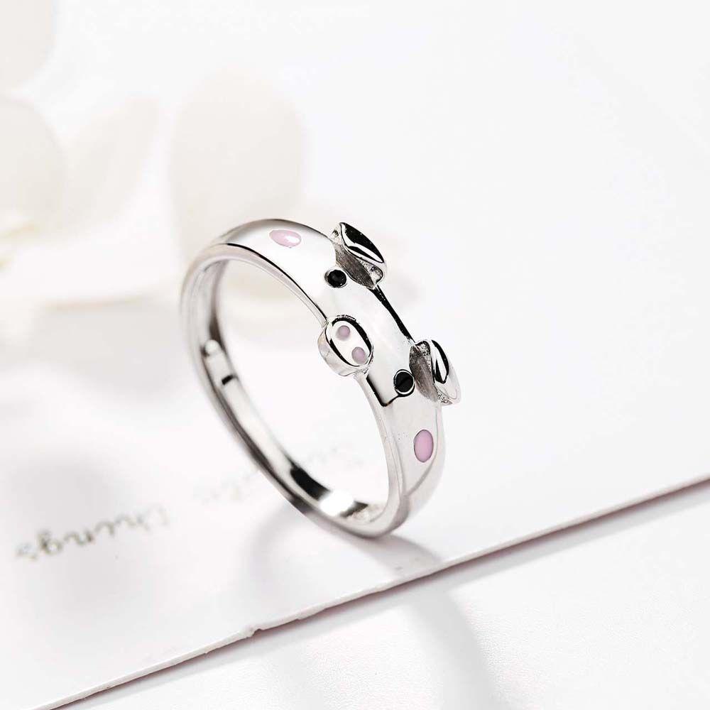 Rebuy Opening Rings Party Lucky 1pc Enamel Hadiah Untuk Wanita Lover Pig Jewelry