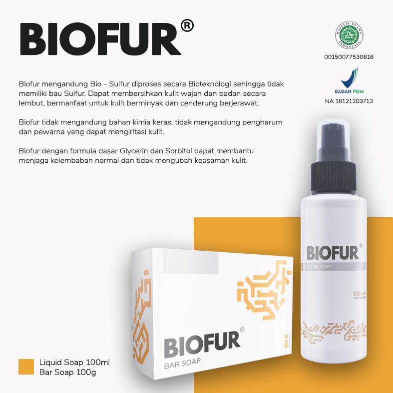 Sabun BIOFUR Bar Liquid Acne Soap Merawat Wajah Berjerawat dan Berminyak Tidak Bau Sulfur dan Aman B
